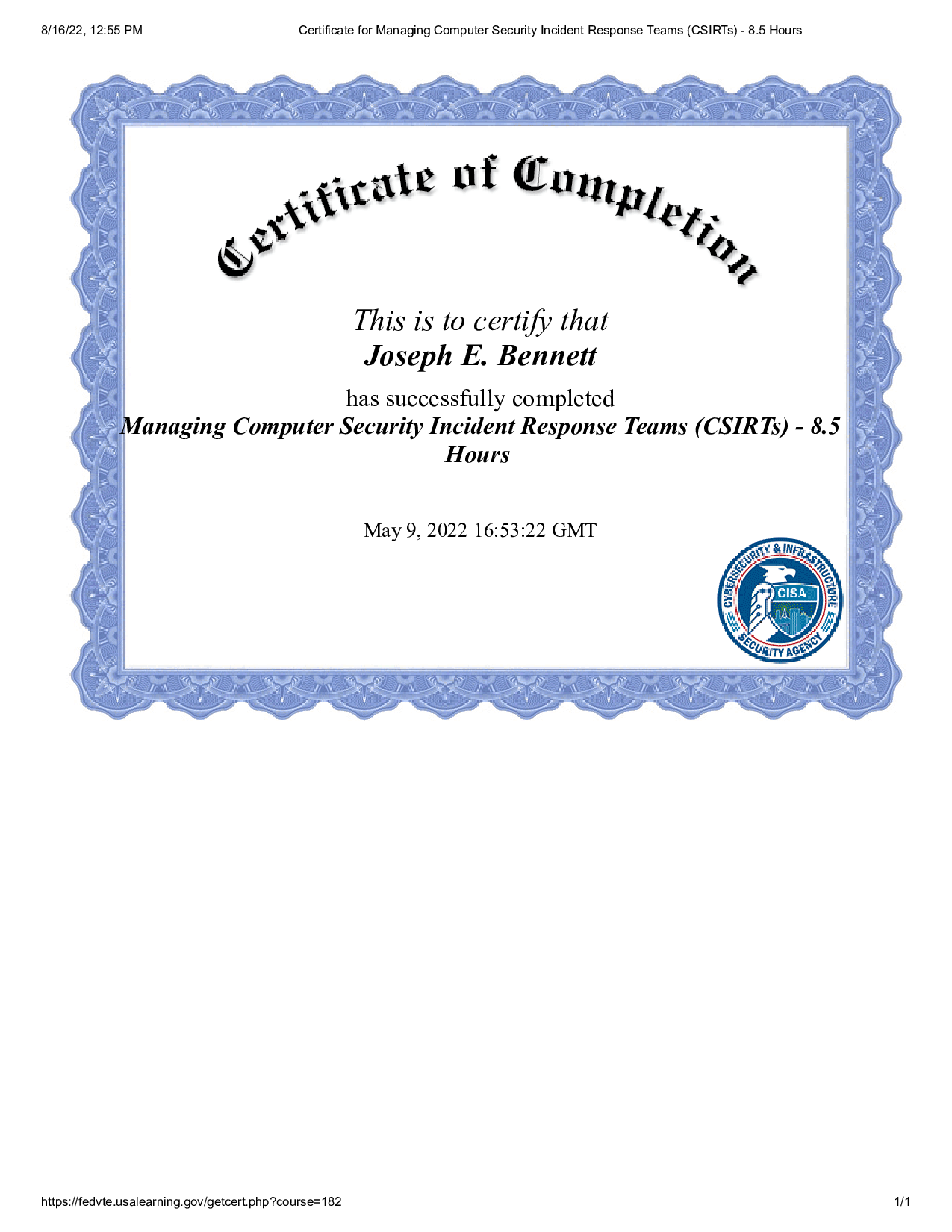 Certificate